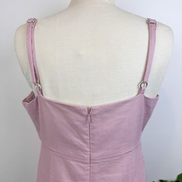 J. Crew * Linen Blend A-Line Midi Dress Dusty Rose Pink Size 10 Tall - Picture 6 of 9